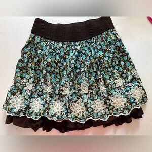 Joe Benbasset Women's Floral Skirt, Size L, Embroidered
